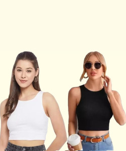 A & K collections Casual Solid Women Black, White Top