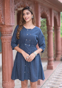 IKRASS Casual Printed Women Blue Top