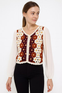 AKA Casual Self Design Women Brown Top