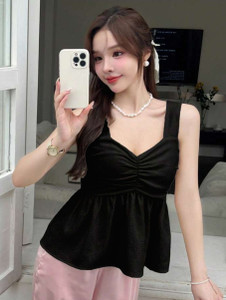 Tooba enterprises Casual Solid Women Black Top
