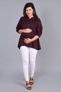 Mirjai Casual Solid Women Maroon Top