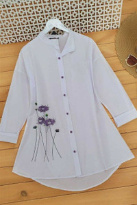 jaltrading Casual Embroidered Women White Top