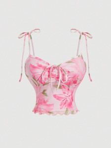 पटजला महिलाओं के लिए पार्टी प्रिंटेड, फ्लोरल प्रिंट गुलाबी टॉप