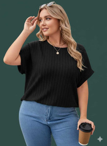 KRISHIV ENTEPRRISE Casual Self Design Women Black Top
