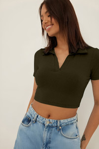 AUSK Casual Self Design Women Dark Green Top