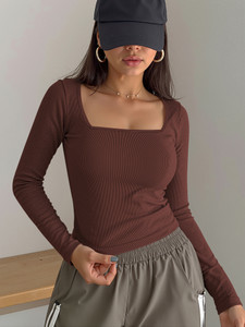 Dream Beauty Fashion Casual Self Design Women Brown Top