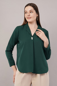 Glitter Fashion Formal Solid Women Green Top