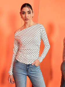 Uptownie Lite Casual Animal Print Women White Top