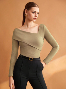 KOTTY Casual Solid Women Beige Top