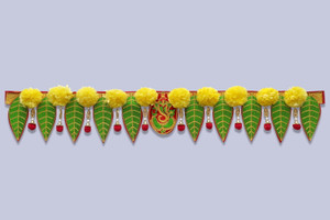 SHREEJI HANDICRAFT Ganesh pan With Artificial Yellow Marigold Flower Door Toran