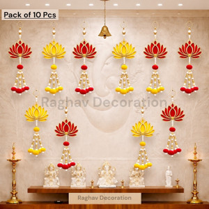 Raghav Decoration 10 Pcs Lotus design Hanging for Home Decor Diwali Haldi Mehndi Decoration Toran
