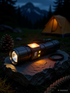 Svoko High Power LED Torch, IP67 Waterproof, Rechargeable, Black - Image 1