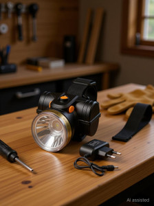 Crostal Rechargeable Plastic Body High Power Fully Waterproof Head lamp Torch