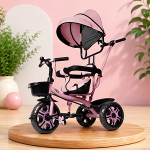 mea mehar electric appliances Kids Tricycle with Adjustable Canopy & Parent Push Handle, Safety Guard Rail Safety with Safety Guard Rail, Comfortable Seat & Storage Basket, Play Ride-On Tricycle