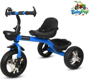 BABYPOP Tricycle with Dual Storage Basket | Chrome wheels and Seatbelt STN-BR-013 Tricycle