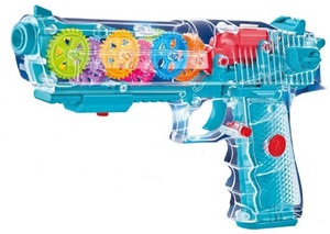 Lattice 3D Lights & Musical Blaster Gun with Moving Gears Concept Gun Toy (Blue) Guns & Darts