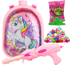 FIDDLERZ Holi Pichkari Water Gun for Kid High Pressure Holi Toy 1 Pkt Gulal & 100Balloon Water Gun