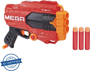 Nerf Mega Tri-Break Blaster, Break Open Barrel To Load Darts, Incl. 3 Darts Guns & Darts