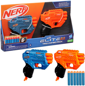 Nerf Elite 2.0 Trio Combo Pack, 2 Trio Blasters, 6 Elite Darts, Pull Down Priming Guns & Darts