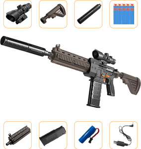 BARODA TOYS NX Realistic Nerf Gun Blaster with Scope, 10 Foam Darts,Semi-Auto,Electric,Sniper. Darts & Plastic Bullets