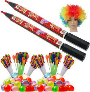 Brown Leaf (2 Pencil Pichkari + 6 Magic Balloon+1 Malinga Wig)Combo Pack For Holi Water Gun