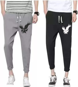 YFB Printed Men Black, Grey Track Pants
