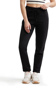 JOCKEY U110 Super Combed Cotton Rich Fleece Solid Women Black Track Pants