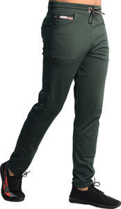KHOZI Solid Men Green Track Pants