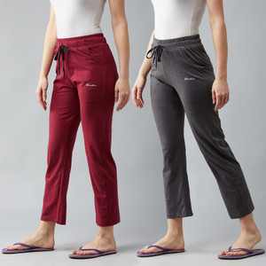 BLINKIN Solid Women Maroon, Grey Track Pants