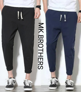 BTMZ Solid Men & Women Black, Blue Track Pants