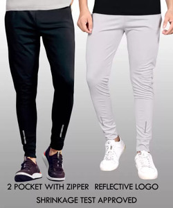 GLADLY Solid Men Black, Silver Track Pants