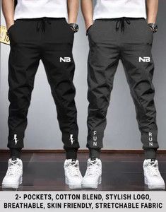 NB NICKY BOY Printed Men Black, Grey Track Pants