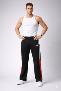 MR MAGISTER SPORTS Colorblock Men Black Track Pants