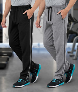 FEEL TRACK Solid Men Black, Grey Track Pants