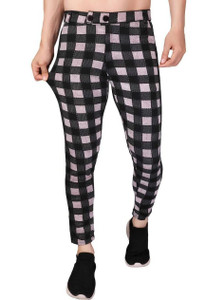 JHON VEGAS Checkered Men Black Track Pants