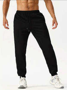 JUGULAR Solid Men Black Track Pants
