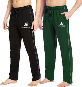 Diwazzo Printed Men Black, Dark Green Track Pants