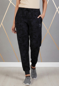 Guide Printed Women Black Track Pants