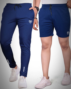 Yazole Solid Men Dark Blue Sports Shorts