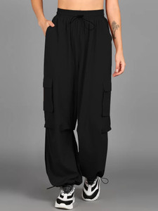 triraj Solid Women Black Track Pants