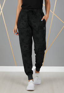 Guide Printed Women Black Track Pants