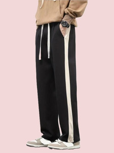 NFTRENDLYY Solid Men Black Track Pants