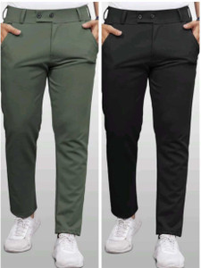 Nk staylish Solid Men Dark Green, Black Track Pants