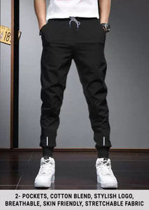 Reya Solid Men Black Track Pants