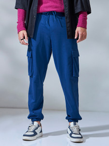 BEWAKOOF Solid Men Blue Track Pants