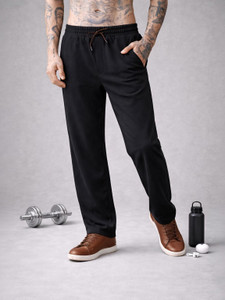 FOXTER Solid Men Black Track Pants