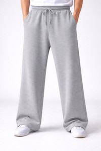 HUSTLEWELL Men Loose Fit Grey Trousers - Image 1
