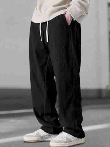 एस डी ट्रेंड्ज़ पुरुषों के लिए सॉलिड काला ट्रैक पैंट