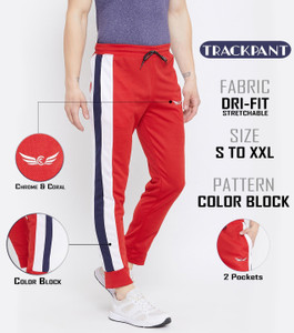 Chrome & Coral Solid Men Red Track Pants
