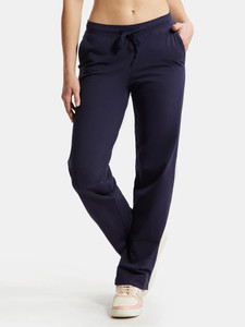 JOCKEY 1302 Super Combed Cotton Elastane Stretch Solid Women Blue Track Pants